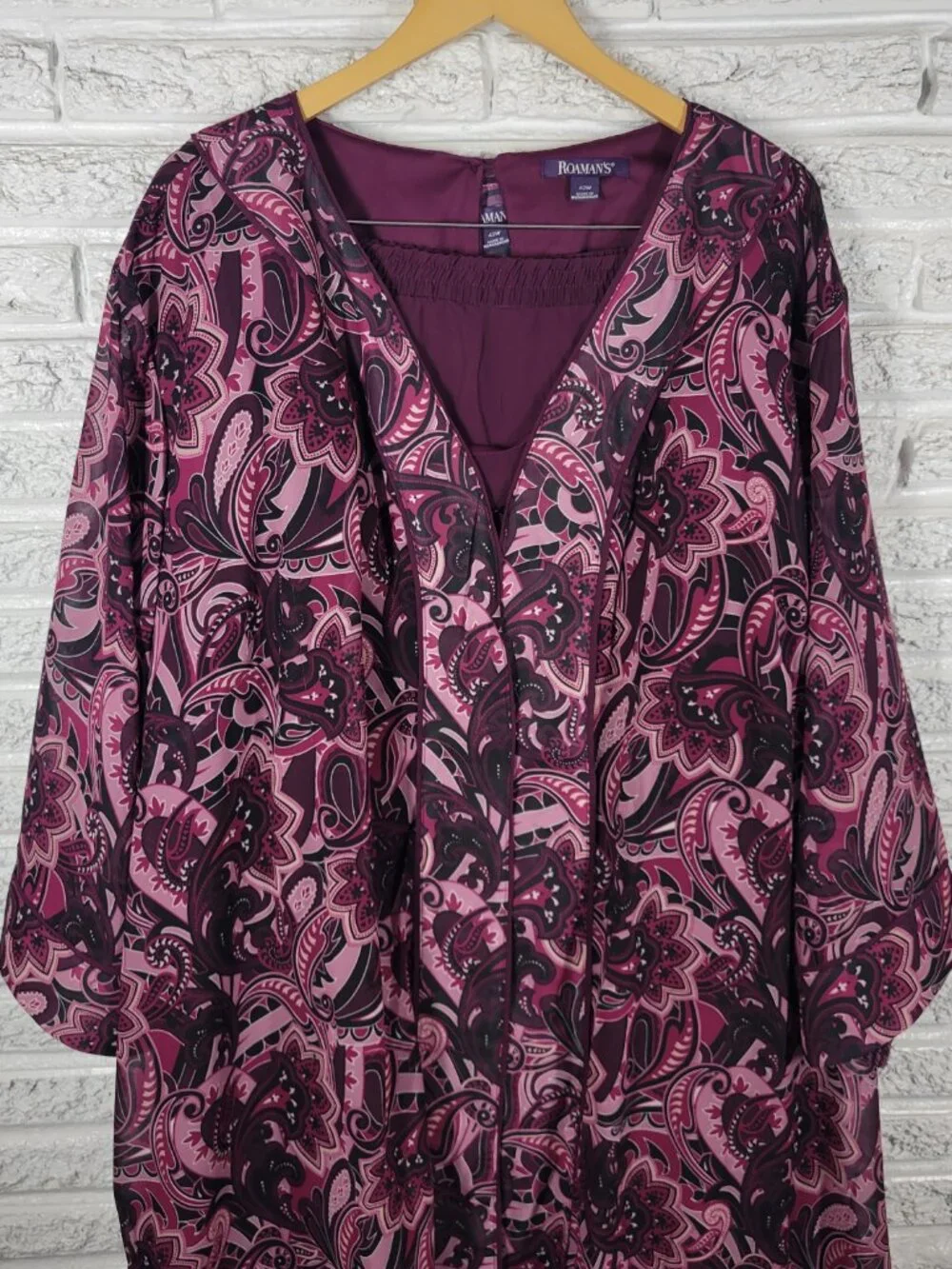 Roamans Plus 42W Pantsuit 3-Pc Purple Paisley Party Formal Travel Set SWE128E